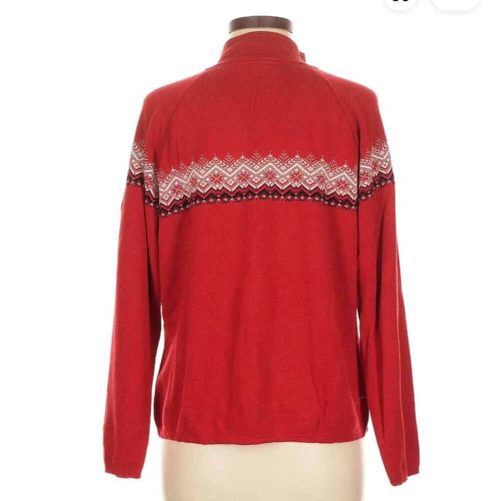 Dale of Norway Classic Pullover Sweater Women's XL 1/4 zip Red White Black - Picture 5 of 14